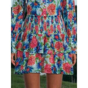 (75% OFF) NWT Milly Wyatt Paint Dahlia Mini Tiered Floral Skirt 12 MSRP 379